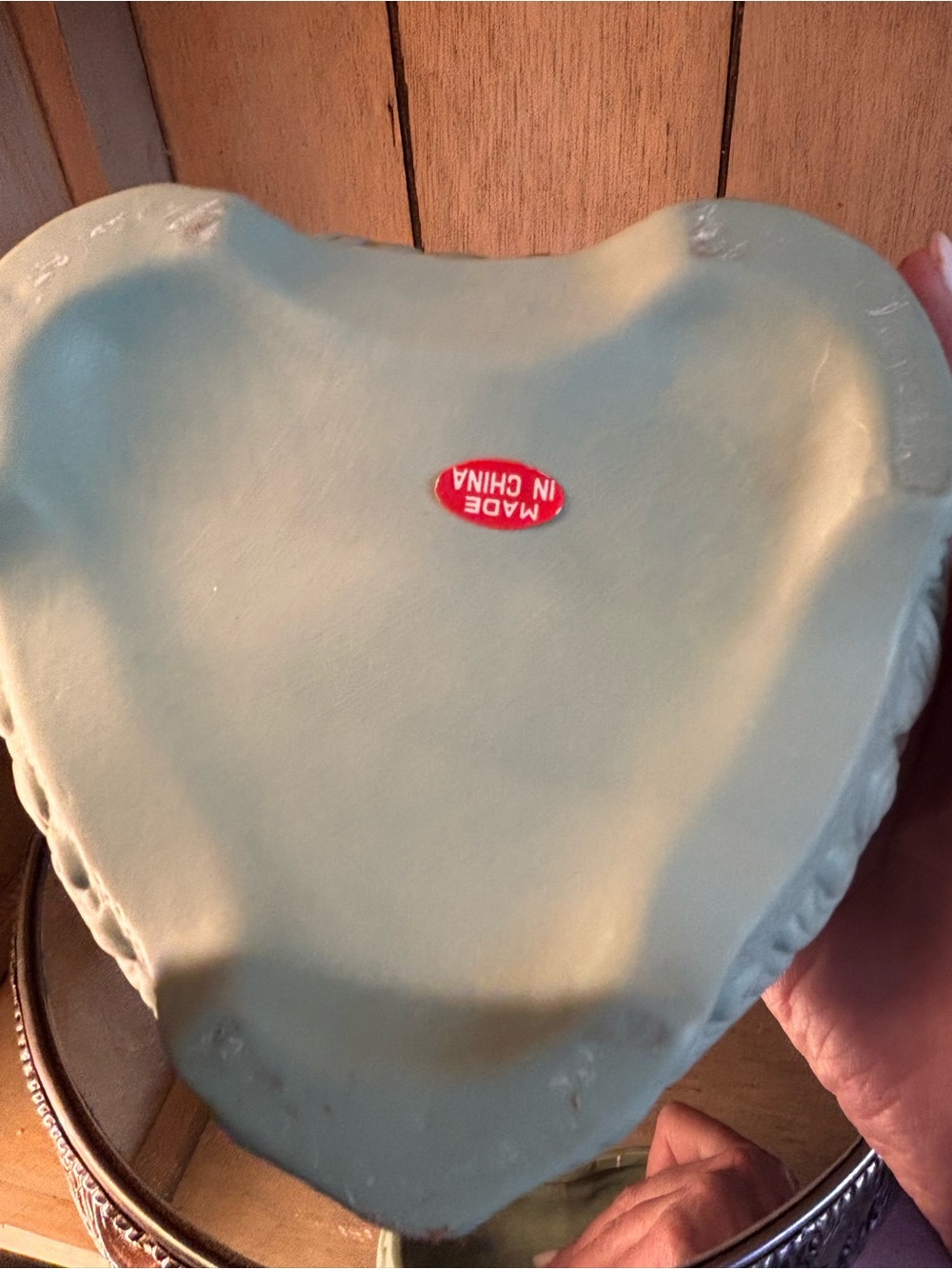 Heart-Shaped Decorative Trinket Box with Cameo Detail - Pale Aqua - Picture 10 of 16